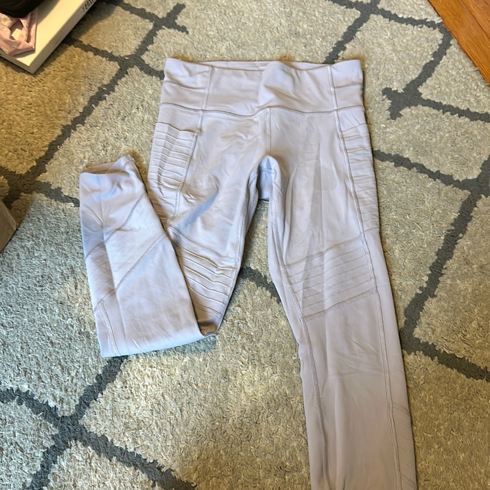 Lightly worn full length moto leggings